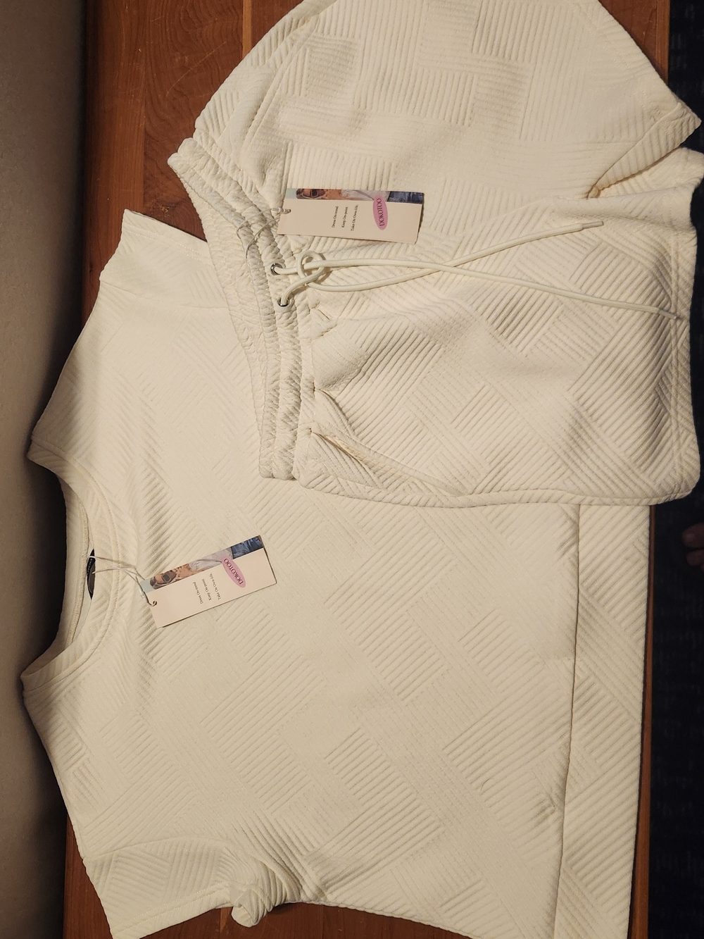 Cream Textured Loungewear Set - Picture 2 of 4